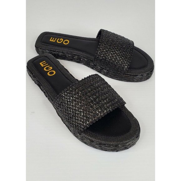 EGO Shoes - EGO Beach Bums Woven Sliders in Black Size 7